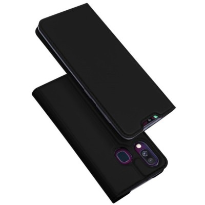 Samsung Galaxy A40 (A405F) „Dux Ducis“ Skin sērijas melns ādas atvērams maciņš / Vacins.lv