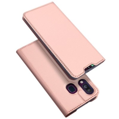 Samsung Galaxy A40 (A405F) „Dux Ducis“ Skin sērijas rozs ādas atvērams maciņš / Vacins.lv