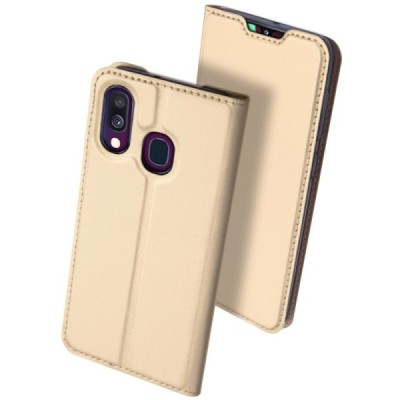 Samsung Galaxy A40 (A405F) „Dux Ducis“ Skin sērijas zelta ādas atvērams maciņš / Vacins.lv