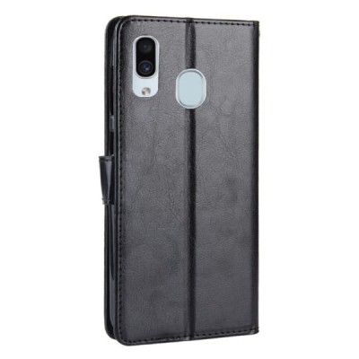 Samsung Galaxy A40 (A405F) atverčiamas juodas odinis dėklas - piniginė / Priedai.lt