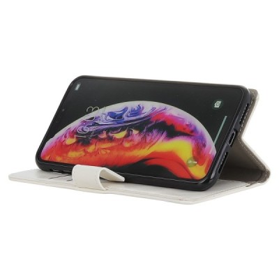 Samsung Galaxy A40 (A405F) atverčiamas baltas odinis dėklas - piniginė / Priedai.lt