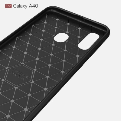 Samsung Galaxy A40 (A405F) „Carbon“ kieto silikono TPU juodas dėklas - nugarėlė / Priedai.lt
