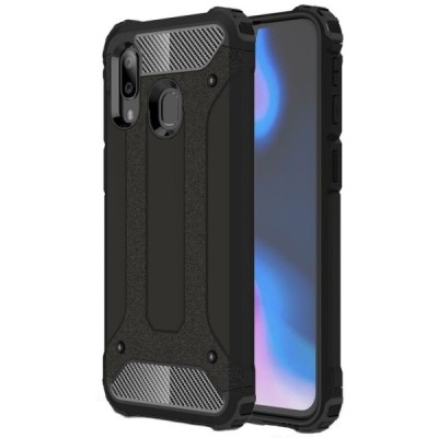 Sustiprintos apsaugos Samsung Galaxy A40 (A405F) juodas kieto silikono (TPU) ir plastiko dėklas / Priedai.lt