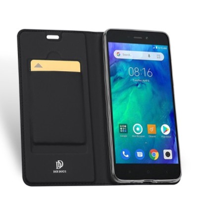 Xiaomi Redmi Go „Dux Ducis“ Skin sērijas melns ādas atvērams maciņš / Vacins.lv
