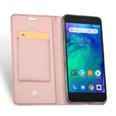 Xiaomi Redmi Go „Dux Ducis“ Skin sērijas rozs ādas atvērams maciņš / Vacins.lv