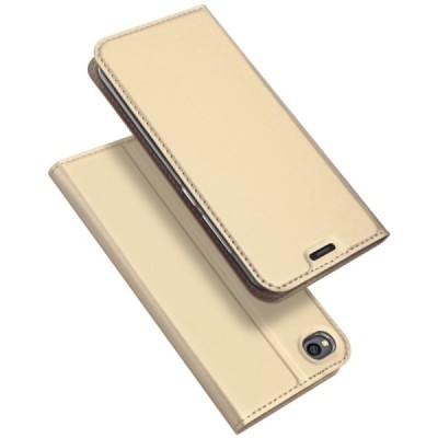 Xiaomi Redmi Go „Dux Ducis“ Skin sērijas zelta ādas atvērams maciņš / Vacins.lv