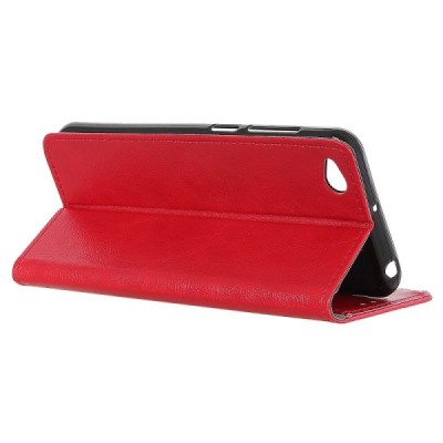 Xiaomi Redmi Go atvēramais ādas sarkans maciņš, grāmata (maks) / Vacins.lv