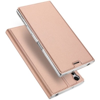„Dux Ducis“ Skin serijos Sony Xperia XZ (XZs) rožinis odinis atverčiamas dėklas / Priedai.lt