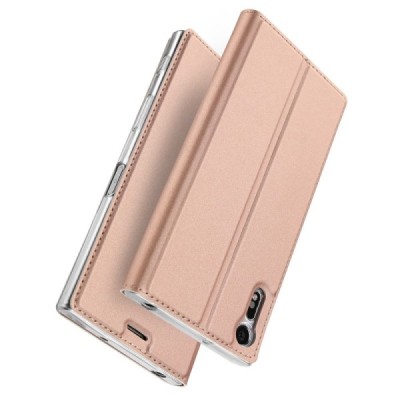 „Dux Ducis“ Skin serijos Sony Xperia XZ (XZs) rožinis odinis atverčiamas dėklas / Priedai.lt