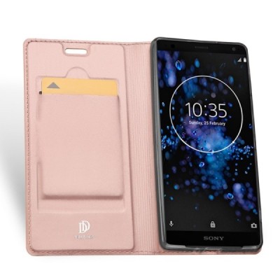 Sony Xperia XZ2 Premium „Dux Ducis“ Skin sērijas rozs ādas atvērams maciņš / Vacins.lv