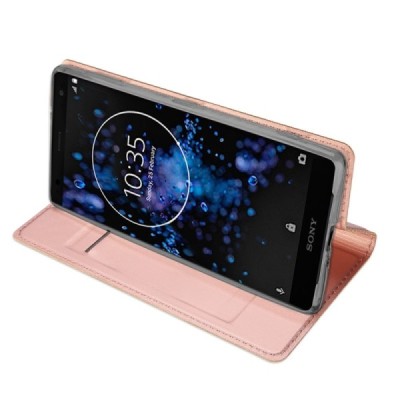 Sony Xperia XZ2 Premium „Dux Ducis“ Skin sērijas rozs ādas atvērams maciņš / Vacins.lv