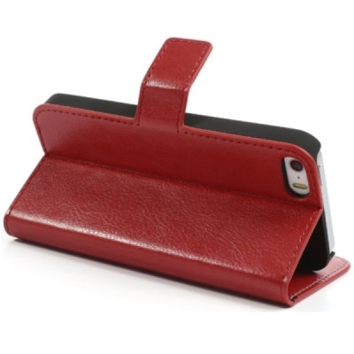 „Lychee“ atverčiamas dirbtinės odos raudonas Apple iPhone SE (5, 5s) dėklas (dėkliukas) / Priedai.lt