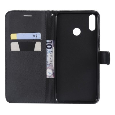 Huawei Honor 8X „Diary“ atverčiamas juodas odinis dėklas, knygutė - piniginė / Priedai.lt