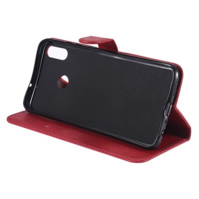 Huawei Honor 8X „Diary“ atverčiamas raudonas odinis dėklas, knygutė - piniginė / Priedai.lt