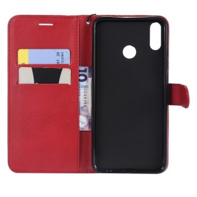 Huawei Honor 8X „Diary“ atverčiamas raudonas odinis dėklas, knygutė - piniginė / Priedai.lt