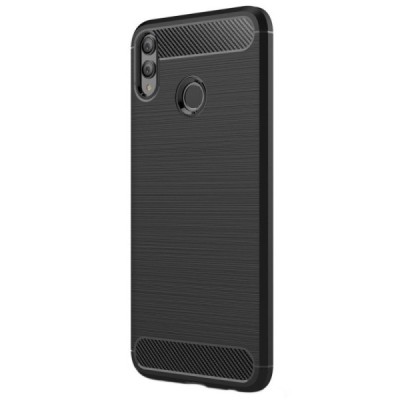 Huawei Honor 8X „Carbon“ cieta silikona (TPU) melns apvalks / vacins.lv