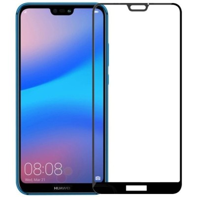 Huawei P20 Lite (Nova 3e) „Amorus“ 9H Tempered Glass sustiprintos apsaugos juodas pilnai dengiantis apsauginis ekrano stiklas 0,