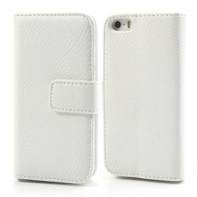 „Lychee“ atverčiamas dirbtinės odos baltas Apple iPhone SE (5, 5s) dėklas (dėkliukas) / Priedai.lt