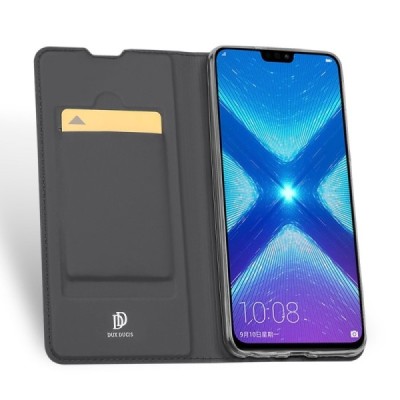 „Dux Ducis“ Skin serijos Huawei Honor 8X juodas odinis atverčiamas dėklas / Priedai.lt