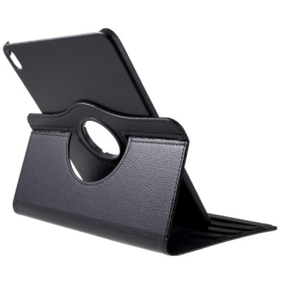 Apple iPad Pro 12.9" 2018 atvēramais melns ādas maciņš, grozās 360° grādu apjomā / Vacins.lv