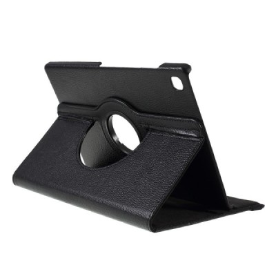 Samsung Galaxy Tab S5e (T720, T725) atvēramais melns ādas maciņš, grozās 360° grādu apjomā / Vacins.lv