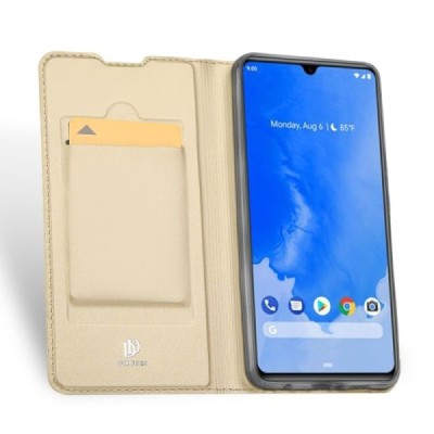 Samsung Galaxy A70 (A705F) „Dux Ducis“ Skin sērijas zelta ādas atvērams maciņš / Vacins.lv
