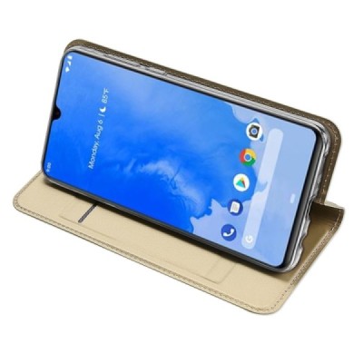 Samsung Galaxy A70 (A705F) „Dux Ducis“ Skin sērijas zelta ādas atvērams maciņš / Vacins.lv