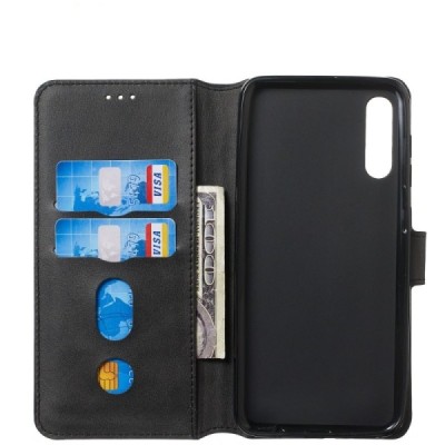 Samsung Galaxy A70 (A705F) atverčiamas juodas odinis dėklas - piniginė / Priedai.lt