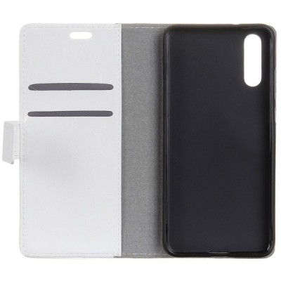 Samsung Galaxy A70 (A705F) atvēramais ādas balts maciņš (maks) / Vacins.lv