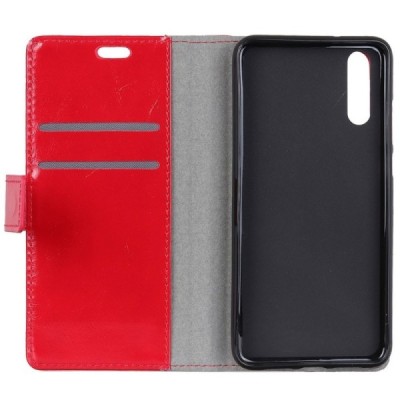 Samsung Galaxy A70 (A705F) atvēramais ādas sarkans maciņš (maks) / Vacins.lv