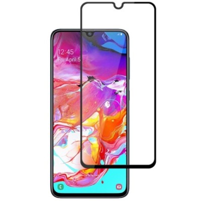 Samsung Galaxy A70 (A705F) Mocolo Tempered Glass melns ekrāna aizsargstikls / Vacins.lv