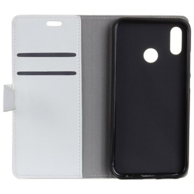 Xiaomi Redmi Note 7 (Redmi Note 7 Pro) atvēramais ādas balts maciņš, grāmata (maks) / Vacins.lv