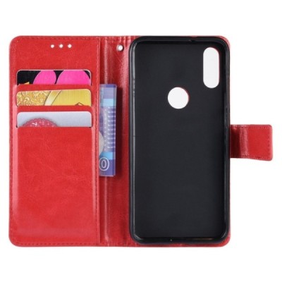 Xiaomi Redmi Note 7 (Redmi Note 7 Pro) atvēramais ādas sarkans maciņš, grāmata (maks) / Vacins.lv