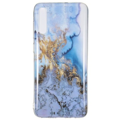 Samsung Galaxy A7 2018 (A750) „Marble“ kieto silikono TPU mėlynas dėklas - nugarėlė / Priedai.lt