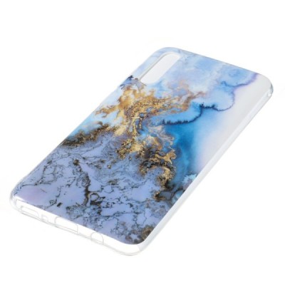 Samsung Galaxy A7 2018 (A750) „Marble“ cieta silikona (TPU) zils apvalks / vacins.lv