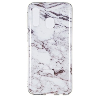 Samsung Galaxy A40 (A405F) „Marble“ kieto silikono TPU baltas dėklas - nugarėlė / Priedai.lt