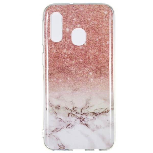„Marble“ kieto silikono (TPU) dėklas - rudas (Galaxy A40)