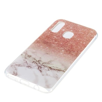 Samsung Galaxy A40 (A405F) „Marble“ kieto silikono TPU rudas dėklas - nugarėlė / Priedai.lt