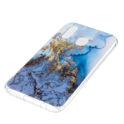 Samsung Galaxy A40 (A405F) „Marble“ cieta silikona (TPU) zils apvalks / vacins.lv