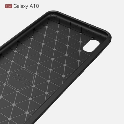 Samsung Galaxy A10 (A105F) „Carbon“ cieta silikona (TPU) melns apvalks / vacins.lv