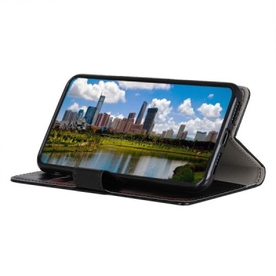 Samsung Galaxy A20e (A202F) atvēramais ādas melns maciņš (maks) / Vacins.lv