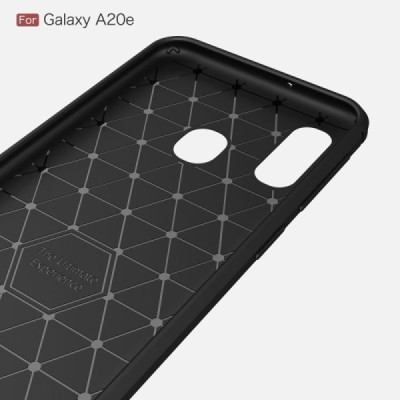 Samsung Galaxy A20e (A202F) „Carbon“ cieta silikona (TPU) melns apvalks / vacins.lv