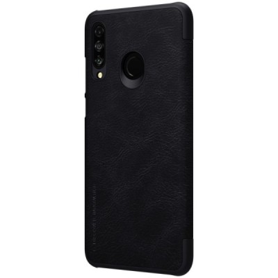 Prabangus „Nillkin“ Qin serijos juodas odinis atverčiamas Huawei P30 Lite dėklas - knygutė / Priedai.lt