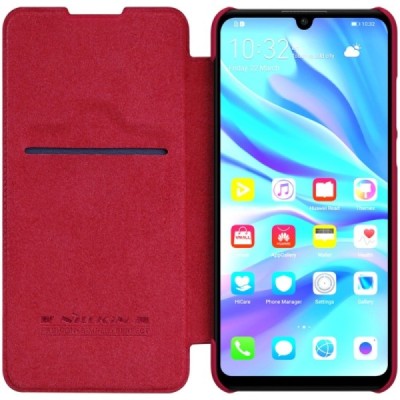 Greznais „Nillkin“ Qin sērijas ādas atvērams sarkans Huawei P30 Lite maciņš (maks) / Vacins.lv