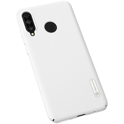 Nillkin Frosted Shield Huawei P30 Lite balts plastmasas futrālis / Vacins.lv