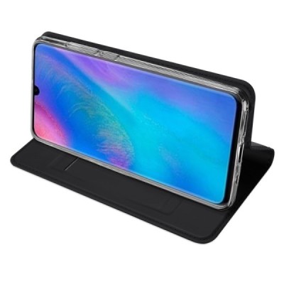Huawei P30 Lite „Dux Ducis“ Skin sērijas melns ādas atvērams maciņš / Vacins.lv