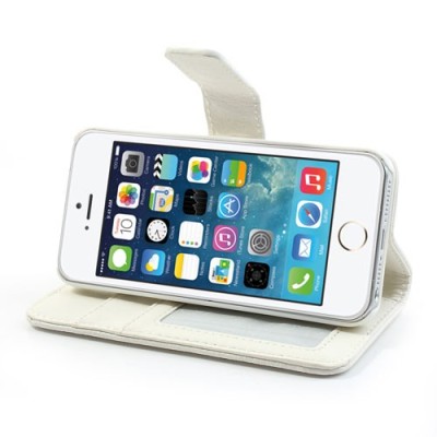 „Lychee“ atverčiamas dirbtinės odos baltas Apple iPhone SE (5, 5s) dėklas (dėkliukas) / Priedai.lt