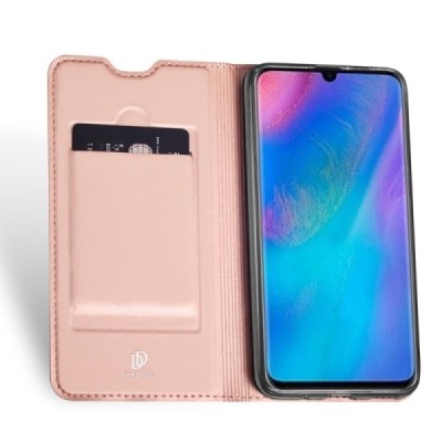 Huawei P30 Lite „Dux Ducis“ Skin sērijas rozs ādas atvērams maciņš / Vacins.lv