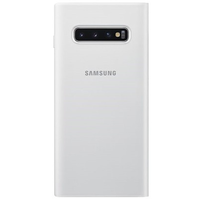 Samsung Galaxy S10+ (G975) oficiāls Led View Cover atvērams balts ādas maciņš (maks) / Vacins.lv