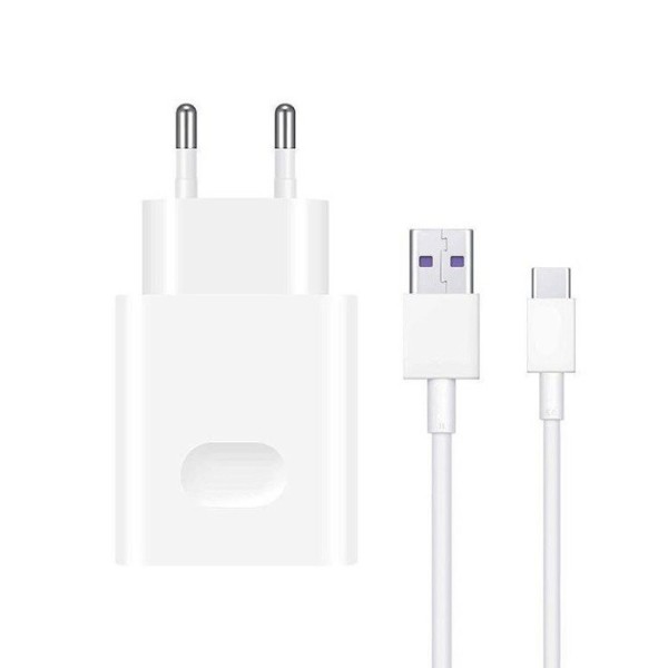 „Huawei“ SuperCharge sienas lādētājs (Max 40W) - balts + USB Type-C vads